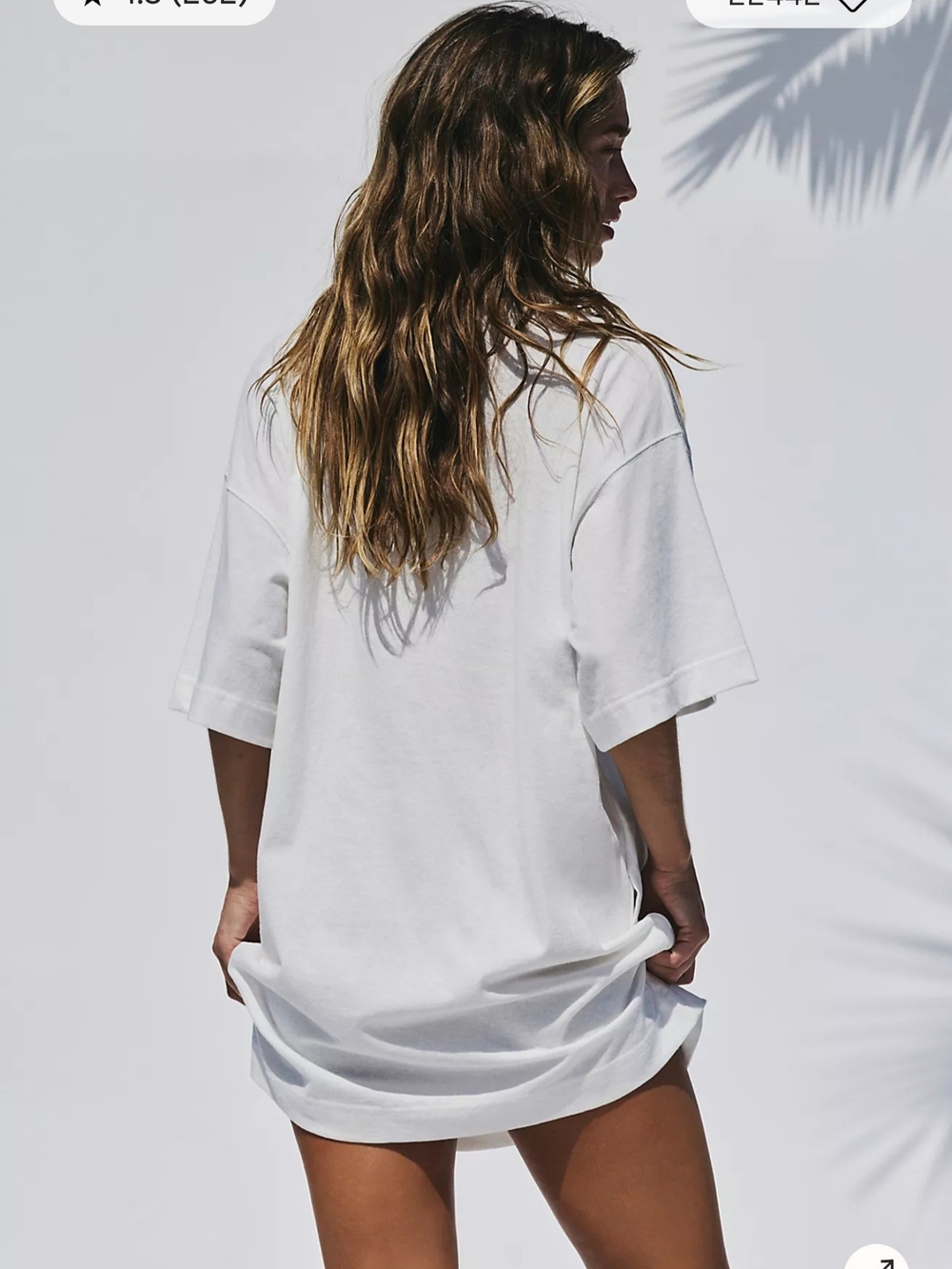 Free People Beach Essential Extreme Tee Mini Dress Ivory XS NWT - Picture 3 of 4